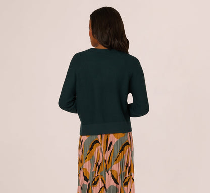 Long Sleeve Laced Raglan Sweater In Forest Teal