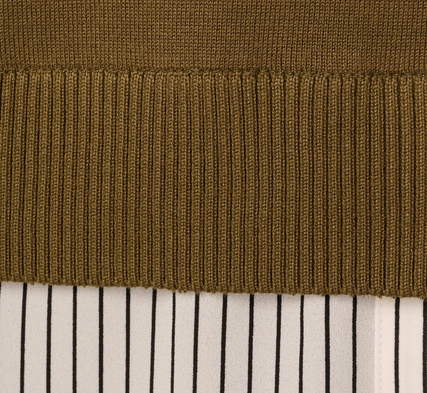 Long Sleeve Collared Printed Twover Sweater In Oak Olive W Iv Blministripe