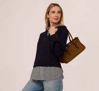 Navy W/ Navy Small Stripe