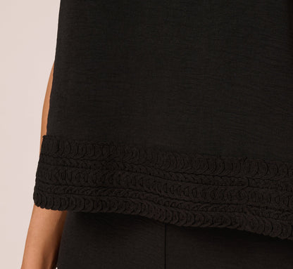 Sleeveless Soutache Trim Top In Black