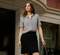 Ivory/Navy Easy Stripe