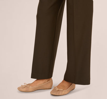 Wide Leg Pleated Trouser In Military Green