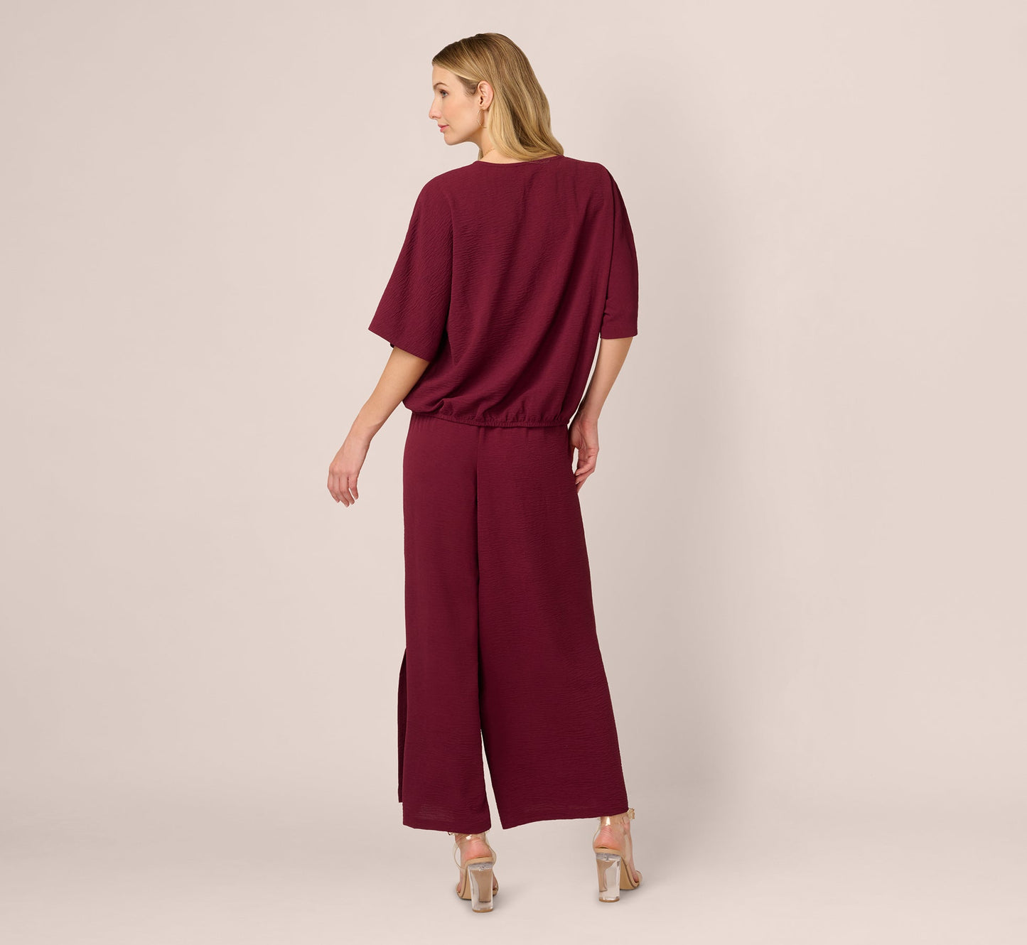 Short Sleeve Top And Wide Leg Pant Airflow Set In Fig