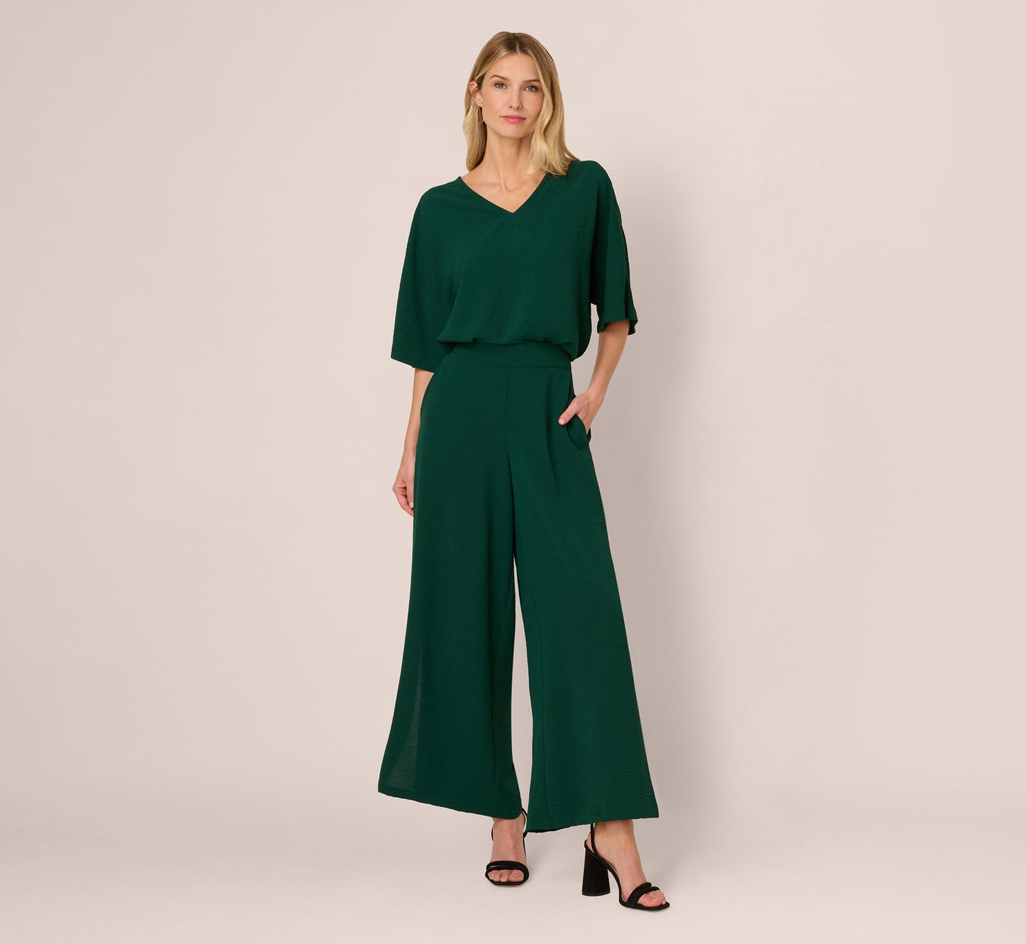 Short Sleeve Top And Wide Leg Pant Airflow Set In Botanical Garden