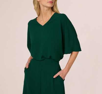 Short Sleeve Top And Wide Leg Pant Airflow Set In Botanical Garden