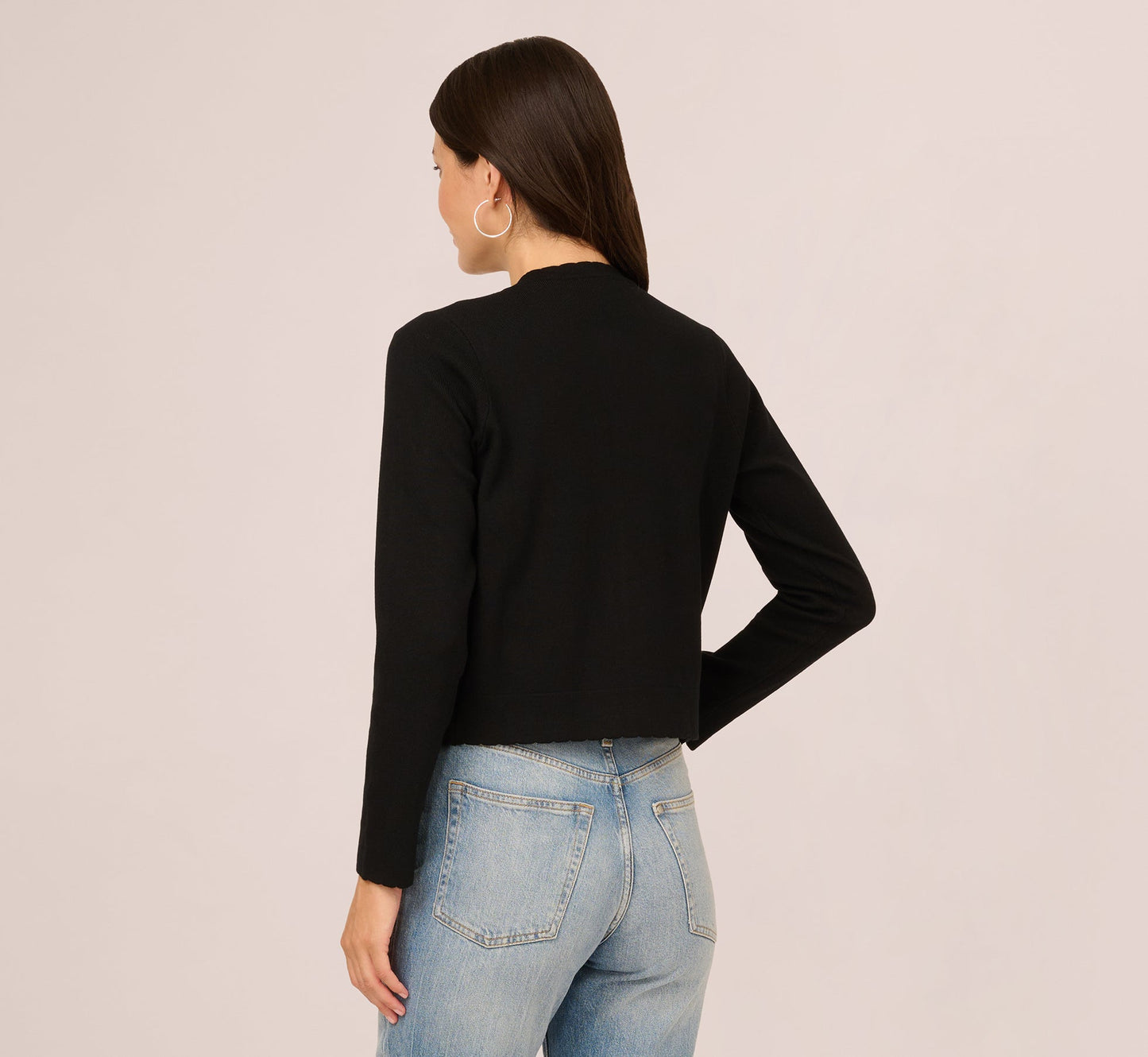 Long Sleeve One Button Cardigan Sweater In Black