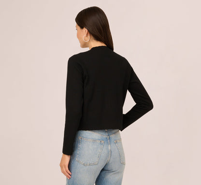 Long Sleeve One Button Cardigan Sweater In Black