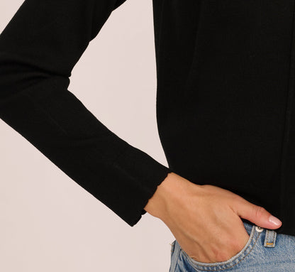 Long Sleeve One Button Cardigan Sweater In Black
