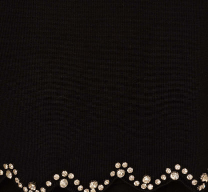 Short Sleeve Rhinestone Sweater Top In Black