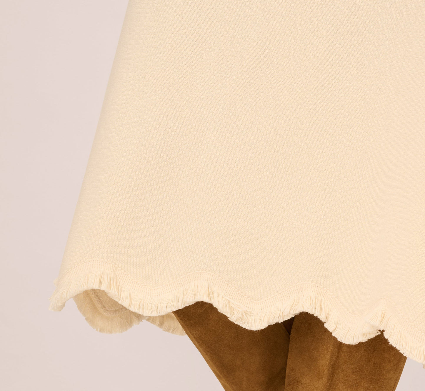 Sweater Knit Scalloped A Line Midi Skirt In Cream