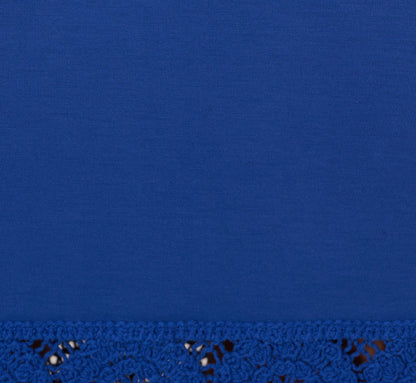 Crochet Trimmed Sheath Midi Dress With Tank Straps In Cobalt