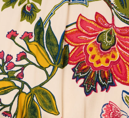 Floral Print Dress With Long Bishop Sleeves In Ecru Multi