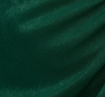 Long Sleeve Satin Dress With Draped Details In Dark Ivy