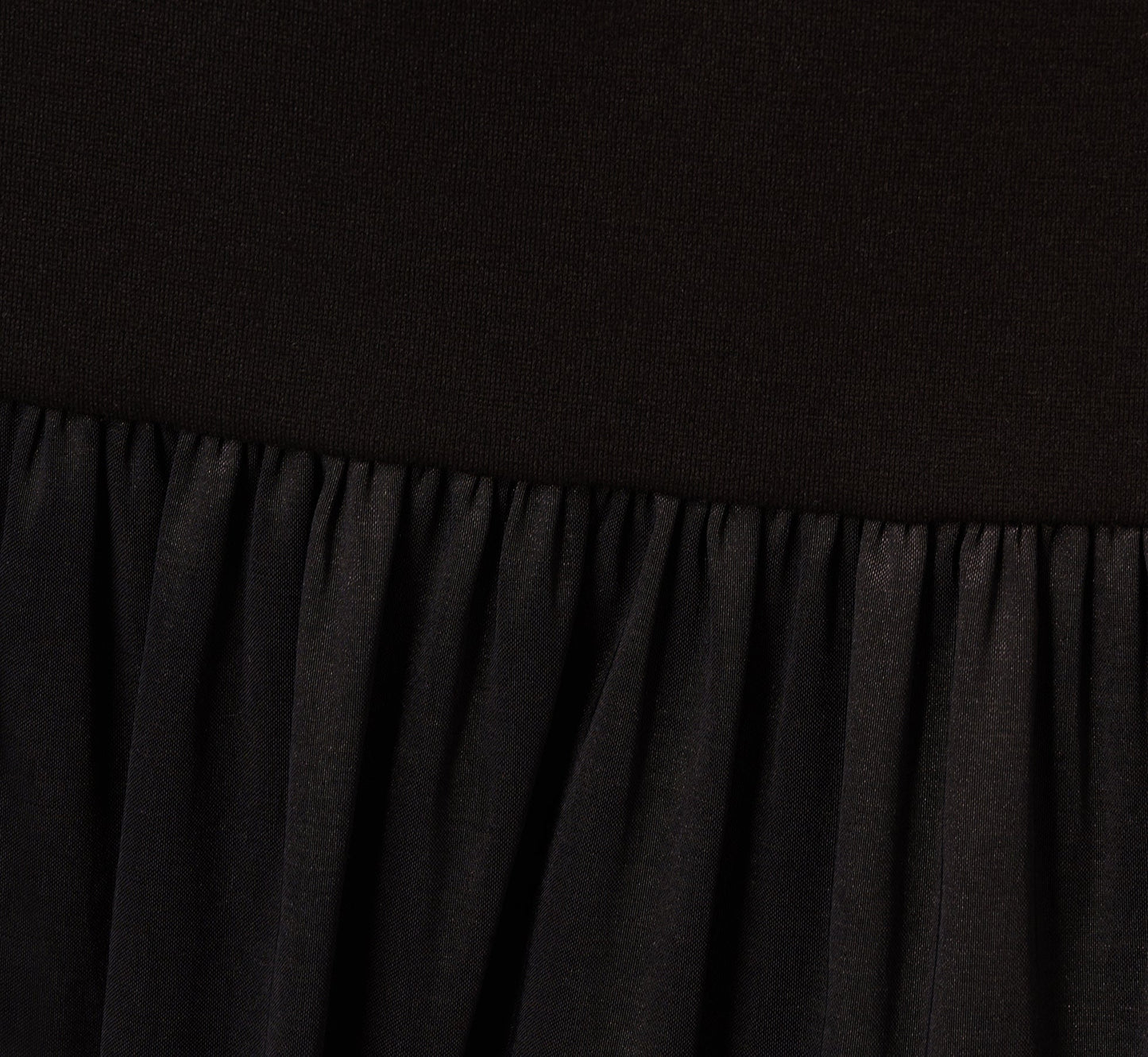 Ponte Taffeta Drop Waist Flounce Dress In Black