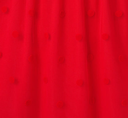 Dot Tulle Ruffle Dress In Red