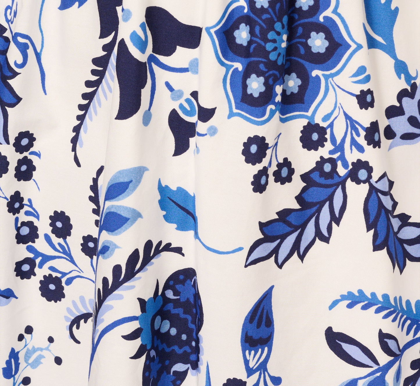 Plus Size Sleeveless Ruffle Collar Printed Midi Dress In White Blue Multi