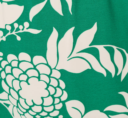 One Shoulder Floral Flounce Midi Dress In Green White