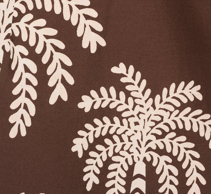 Sleeveless Bow Front Palm Tree Sundress In Brown Ivory