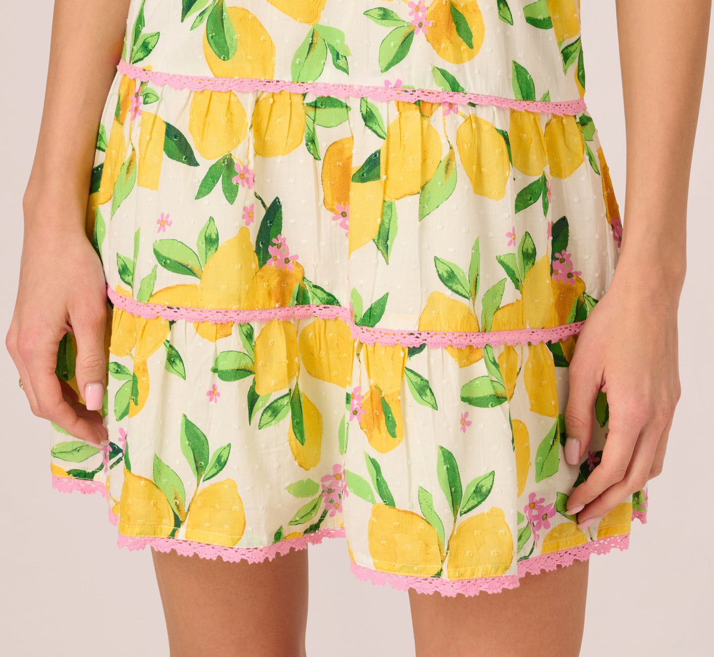 One Shoulder Ruffle Lemon Print Mini Dress In White Multi