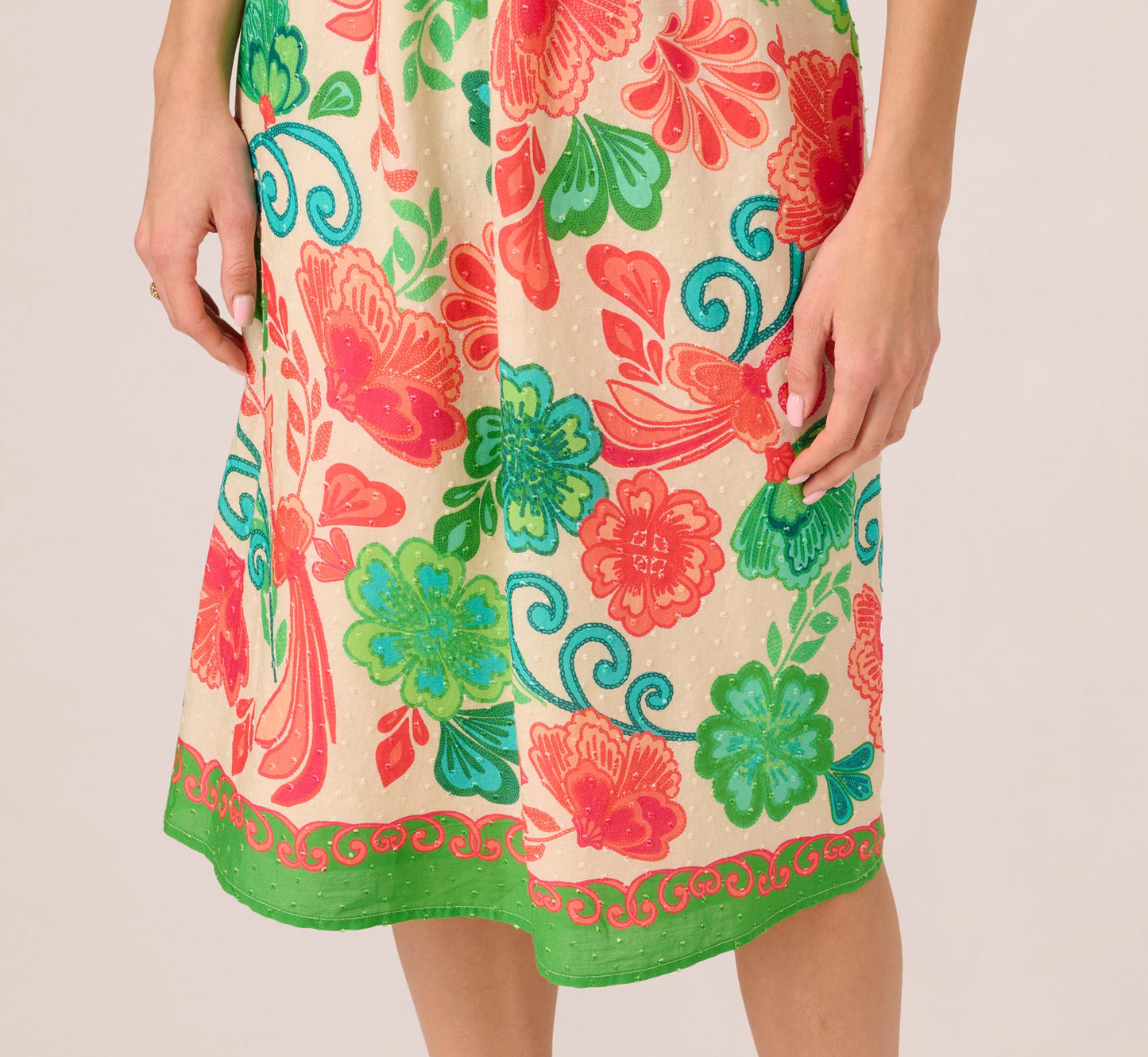 Floral Shirred Cotton Midi Sundress In Ivory Multi