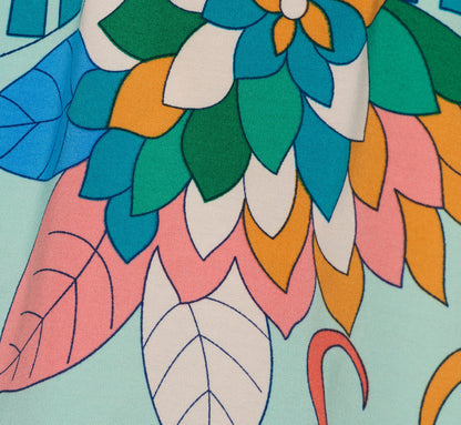 Sleeveless Retro Printed Short Sundress In Mint Multi