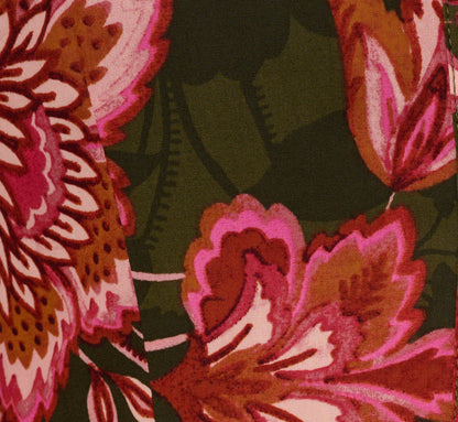 Bishop Sleeve Button Front Floral Romper In Olive Multi