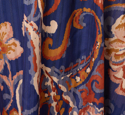 Long Sleeve Paisley Stripe Short Dress In Blue Multi