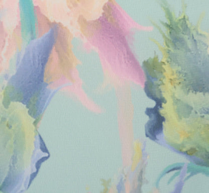 Sleeveless Floral Print High Low Maxi Dress With Ruffle Trim In Mint Multi