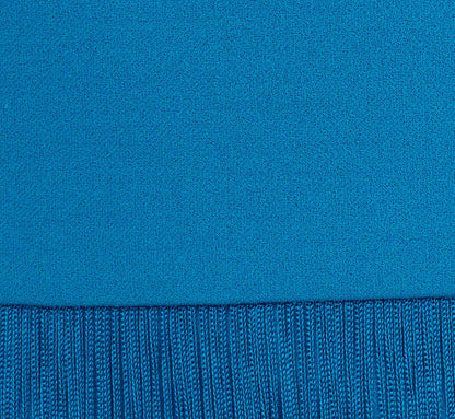 Crepe Fringe Dress With Double Spaghetti Straps And V Back In Deep Cerulean