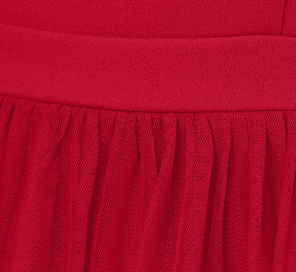 Sleeveless Midi Dress With Square Neck And Tiered Skirt In Matador Red