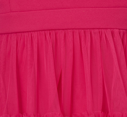 Plus Size Sleeveless Midi Dress With Square Neck And Tiered Skirt In Bright Rose