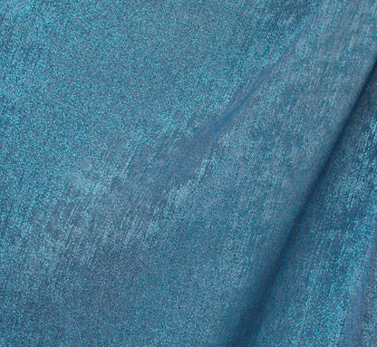 Foil Blouson Midi Dress With Faux Wrap Skirt In Ocean Dream