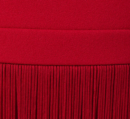 One Shoulder Fringe Mini Dress In Matador Red