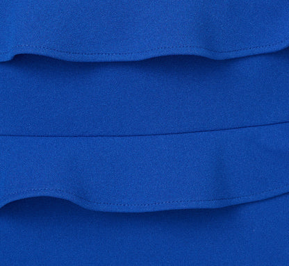 Sleeveless Crepe Flounce Midi Dress In True Blue