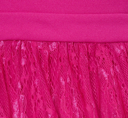 Sleeveless Square Neck Tiered Lace Midi Dress In Electric Passion