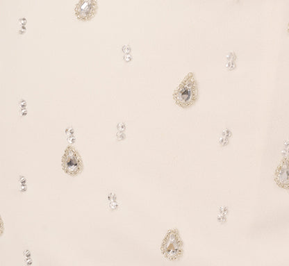 Sleeveless Beaded Mini Sheath Dress In Ivory