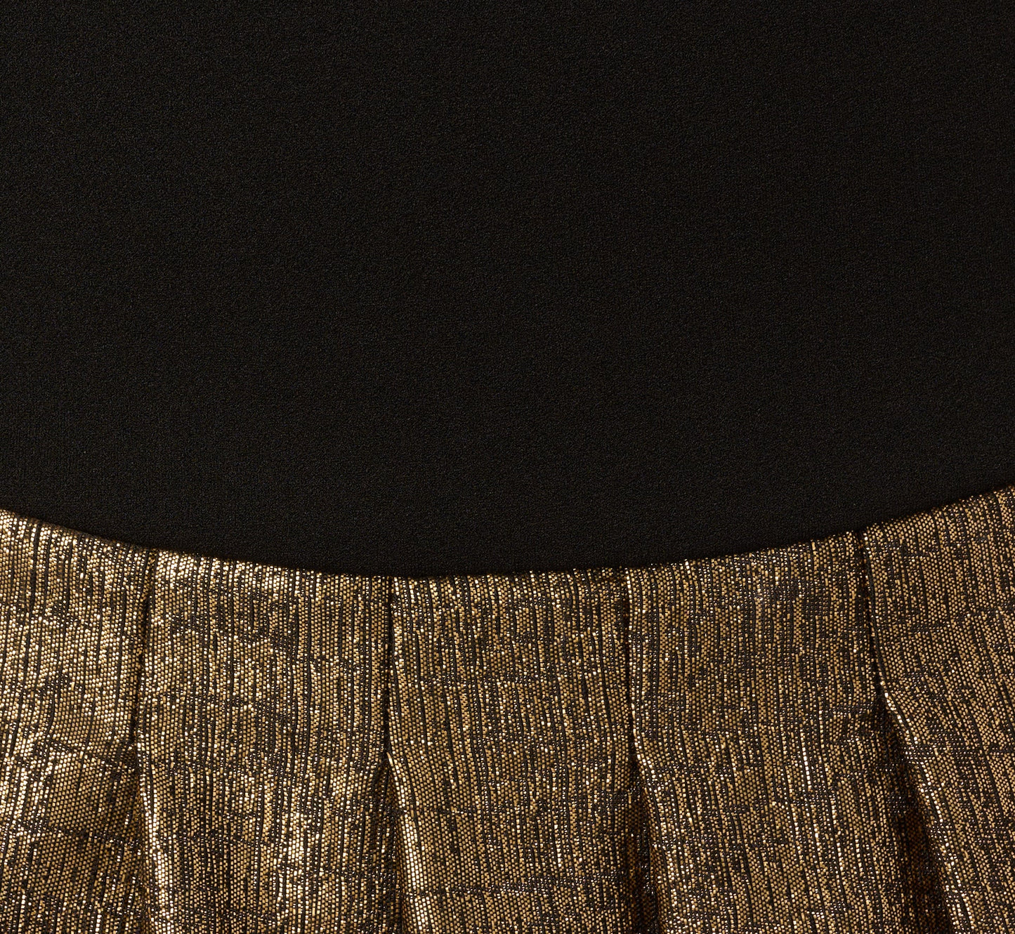 Strapless Drop Waist Belted Combo Cocktail Dress In Black Gold