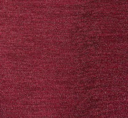 Long Sleeve Metallic Knit Midi Cocktail Dress In Crimson Haze