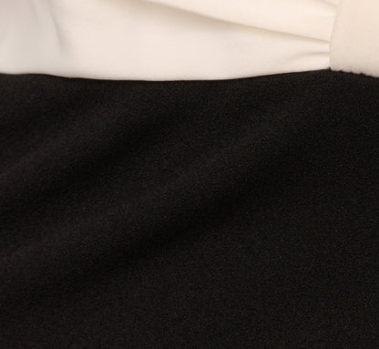 Strapless Plunge Color Block Gown In Black Ivory