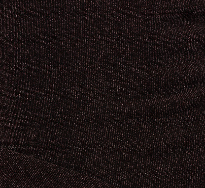 Off Shoulder Long Sleeve Metallic Knit Maxi Dress In Chocolate