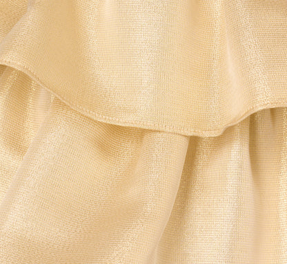 Metallic Jacquard Flounce Mini Dress In Light Gold