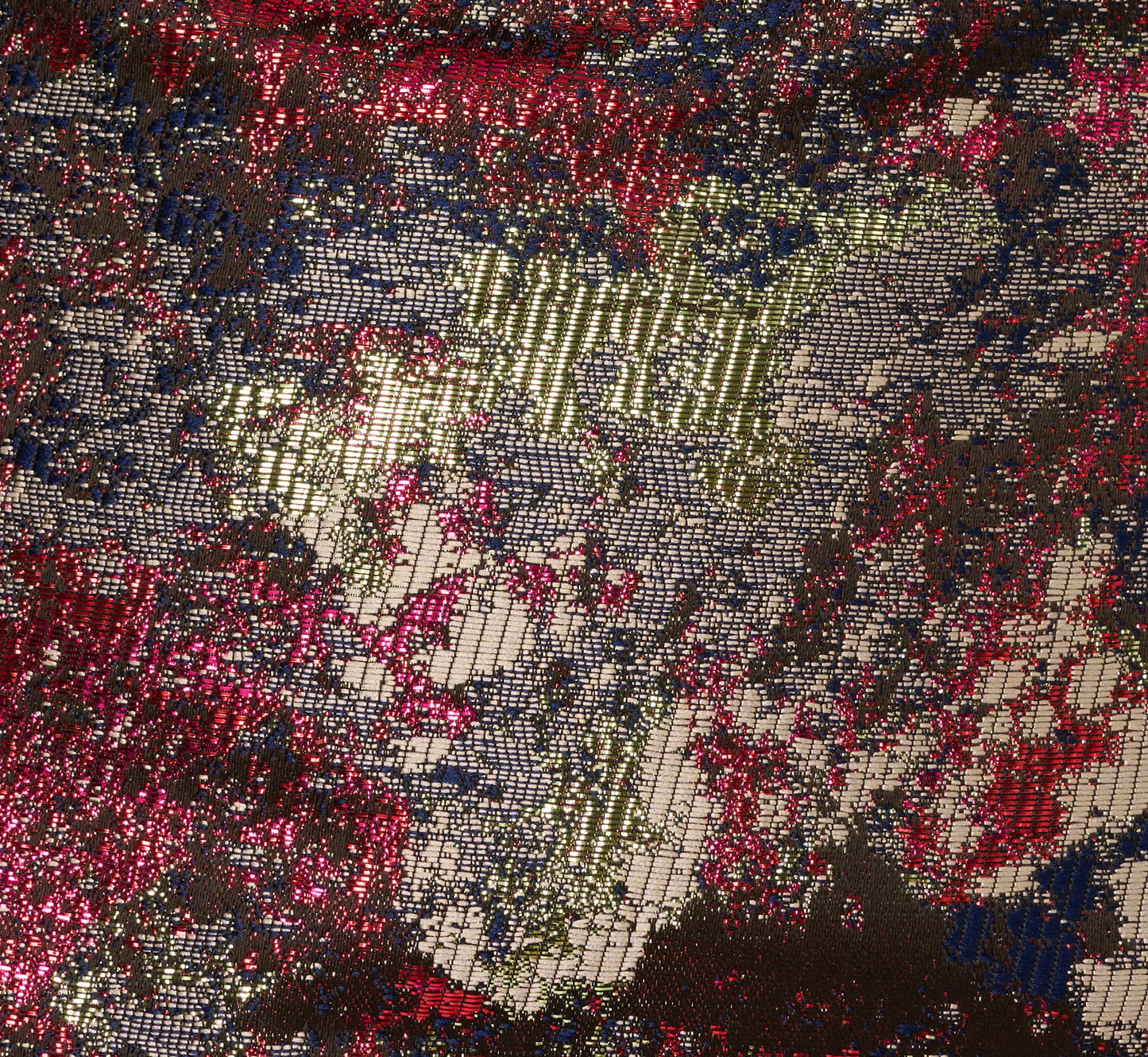 Sleeveless Metallic Jacquard Cocktail Dress In Red Multi