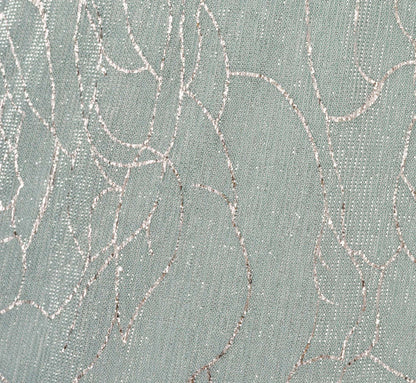 Floral Metallic Stencil Midi-Length Mermaid Dress With Capelet In Sea Glass