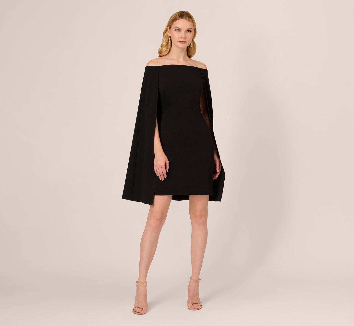 Off The Shoulder Cape Dress In Black