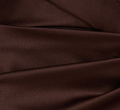 Satin Crepe Three Quarter Sleeve Jumpsuit With Buckle Waist In Dark Brown