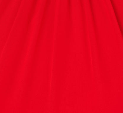 Chiffon Cape Sheath Dress With Ruffle Details In Red Crush