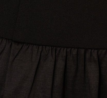 Crepe And Taffeta Drop Waist Short Dress In Black