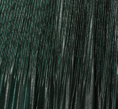 Halter Pleated Metallic Dress In Green Black