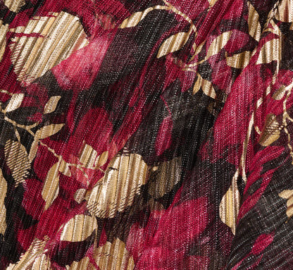 Crinkle Foil Wrap Dress In Fuchsia Gold