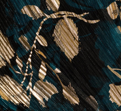 Plus Size Crinkle Foil Wrap Dress In Teal Sapphire Gold